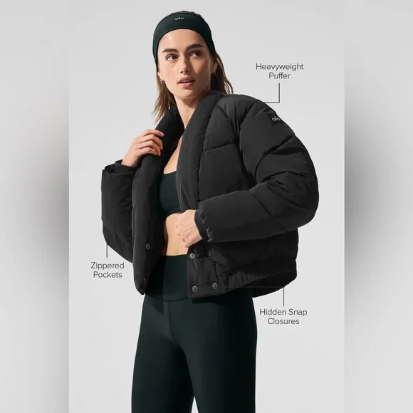 ALO Yoga Stargazing Kimono Puffer Jacket size small black - Picture 4 of 8